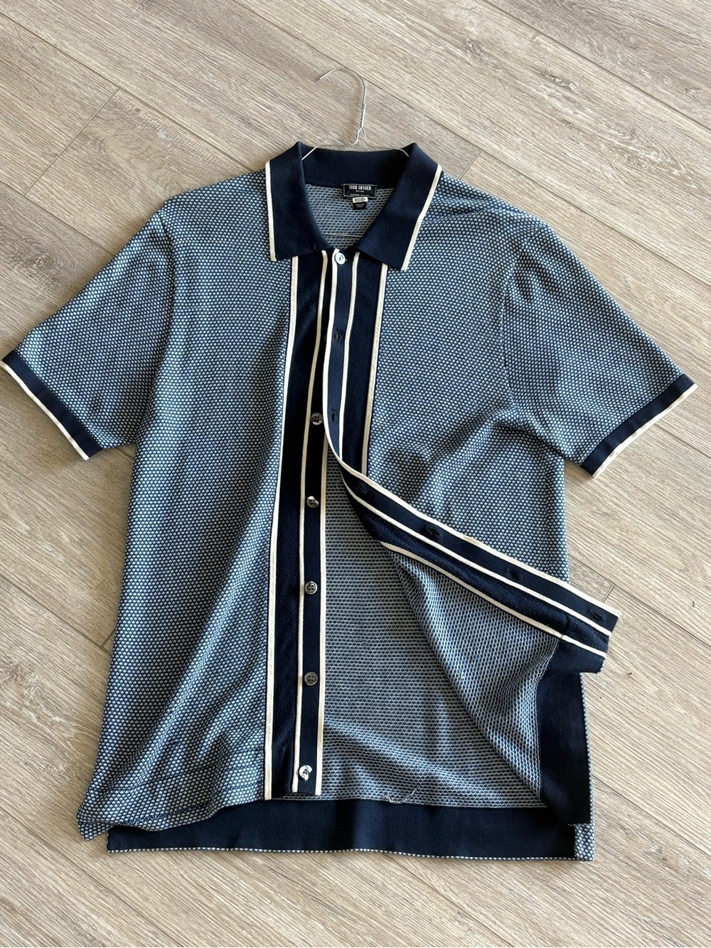 Todd Snyder Summer 22’ - (M) Placket Striped Silk-Cotton Knit Shirt